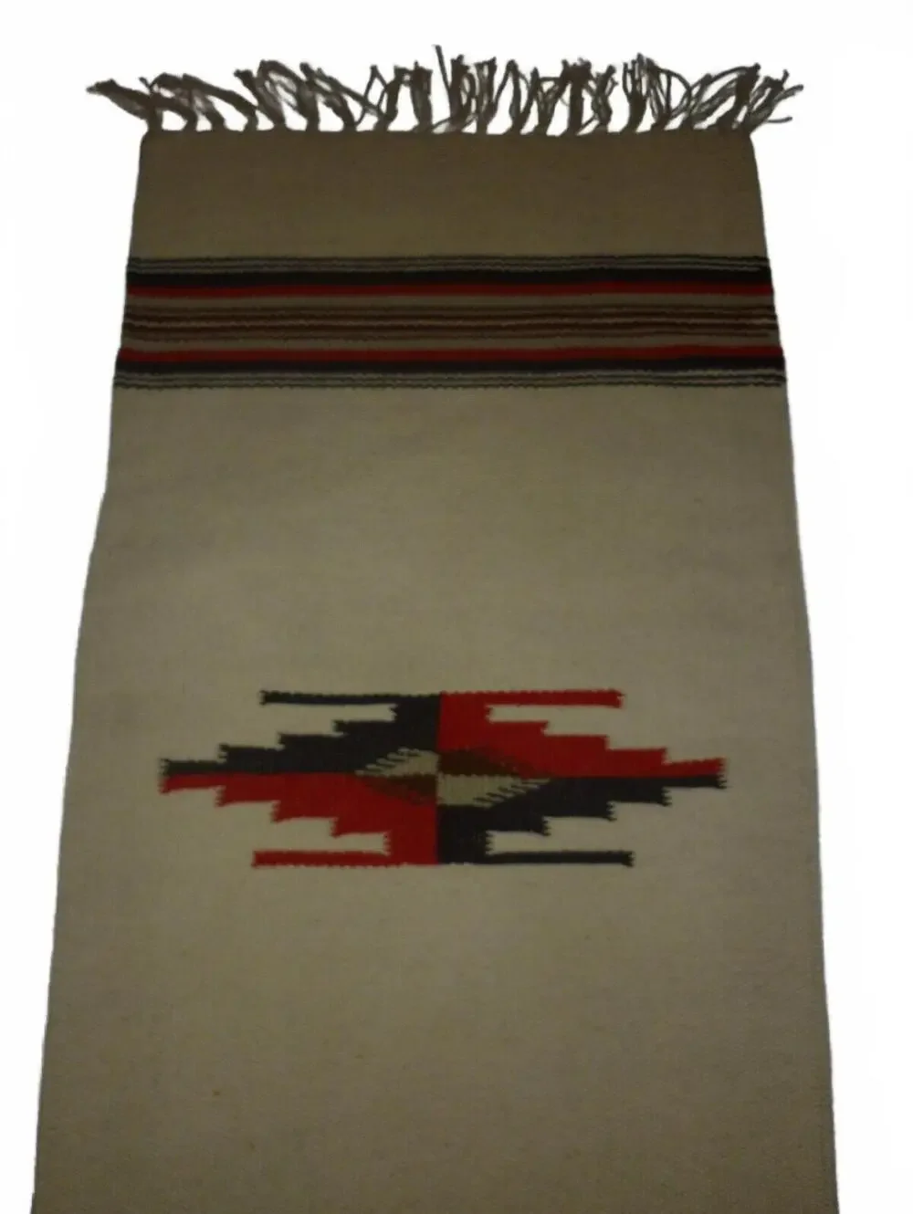 Vintage Ortega Chimayo‎ Handwoven Small Runner Wool Rug 14x31